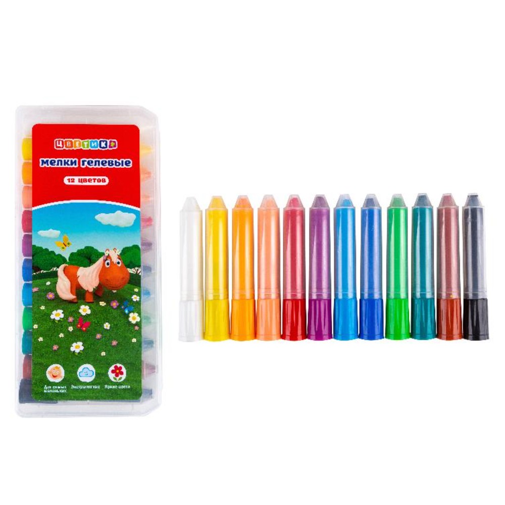 Мелки гелевые "Цветик", 12 шт. 