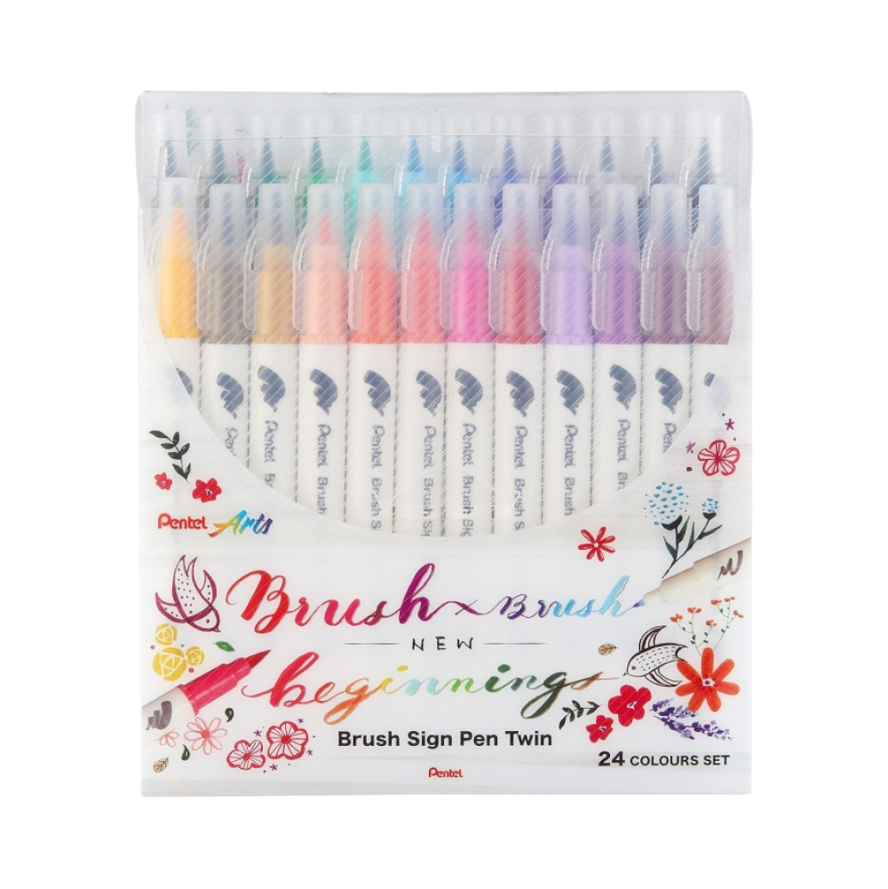 Маркер-кисть "Brush Sign pen twin", 24 шт