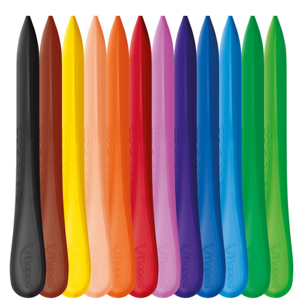 Мелки восковые Maped "Crayon PlastiClean", 12 цветов, ассорти