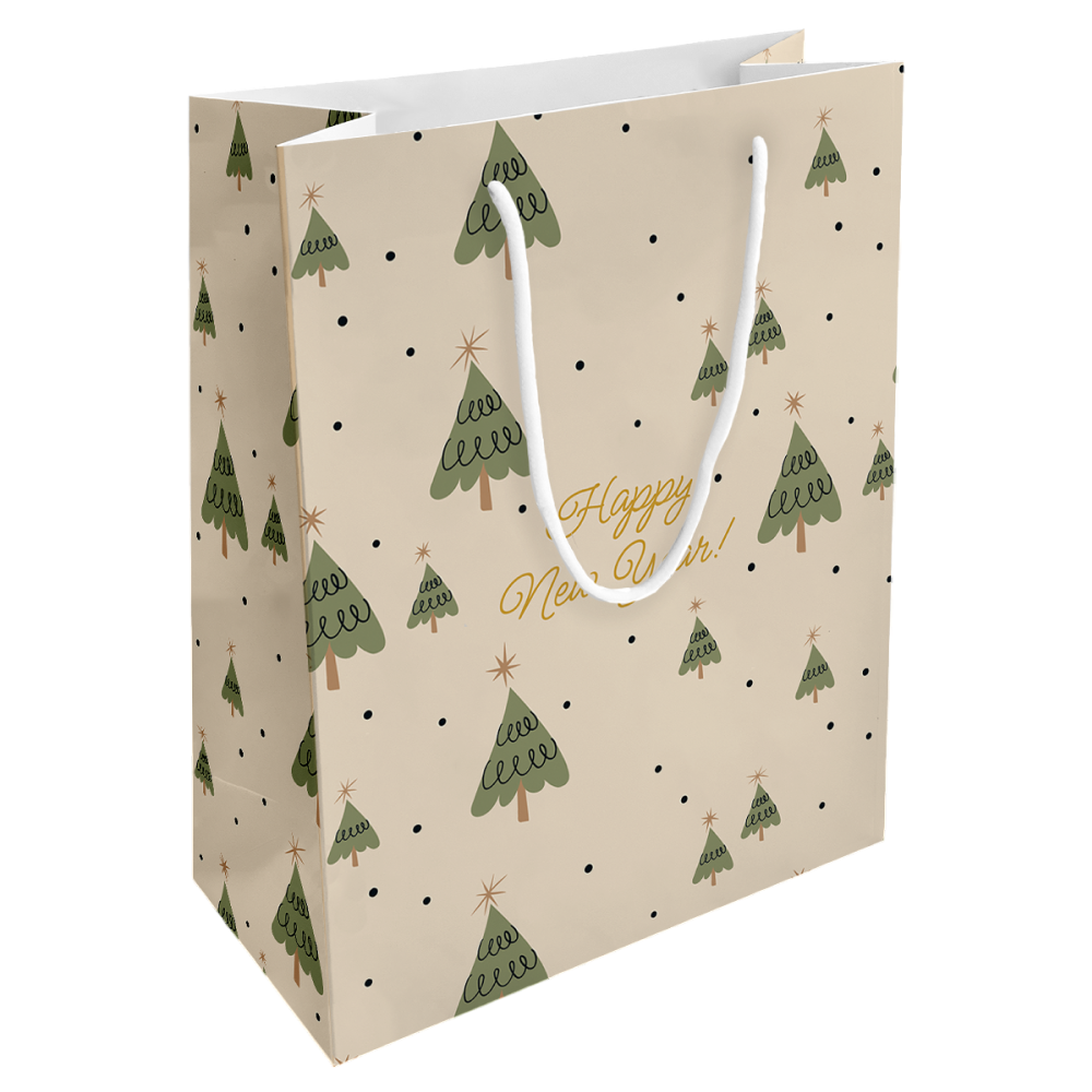 Пакет бумажный подарочный "Елки", 25х32х12 см
