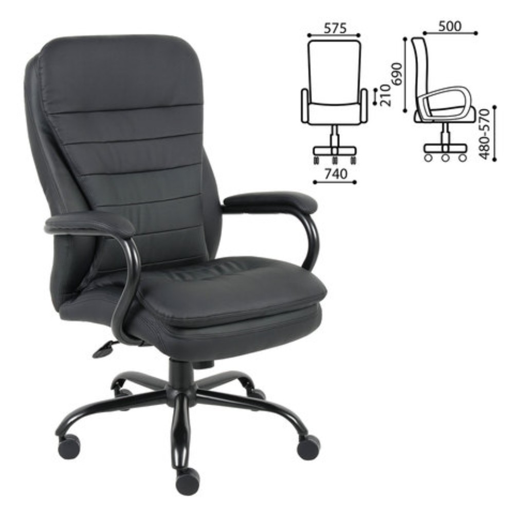 Кресло для руководителя BRABIX "Premium Heavy Duty HD-001", экокожа, металл, черный - 2