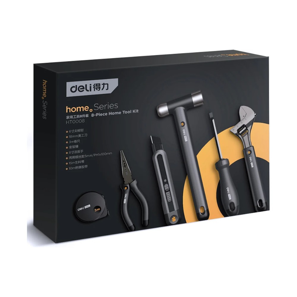 Набор ручного инструмента Deli HS, 8 предметов, Soft Touch, черный - 3