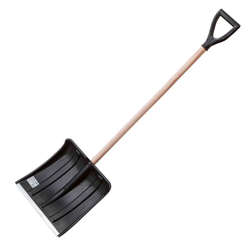 Лопата снеговая пластмассовая "Снежок", 380х365мм, дерев. черенок 