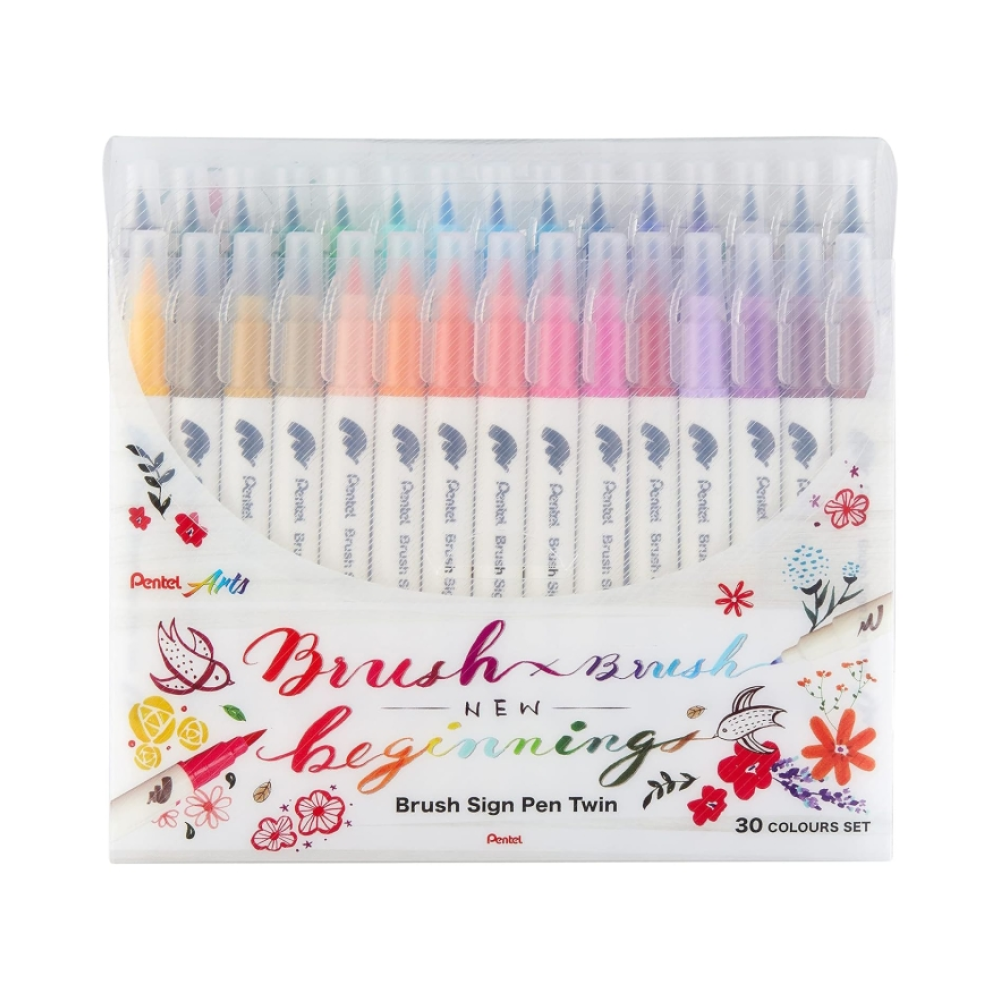 Маркер-кисть "Brush Sign pen twin", 30 шт