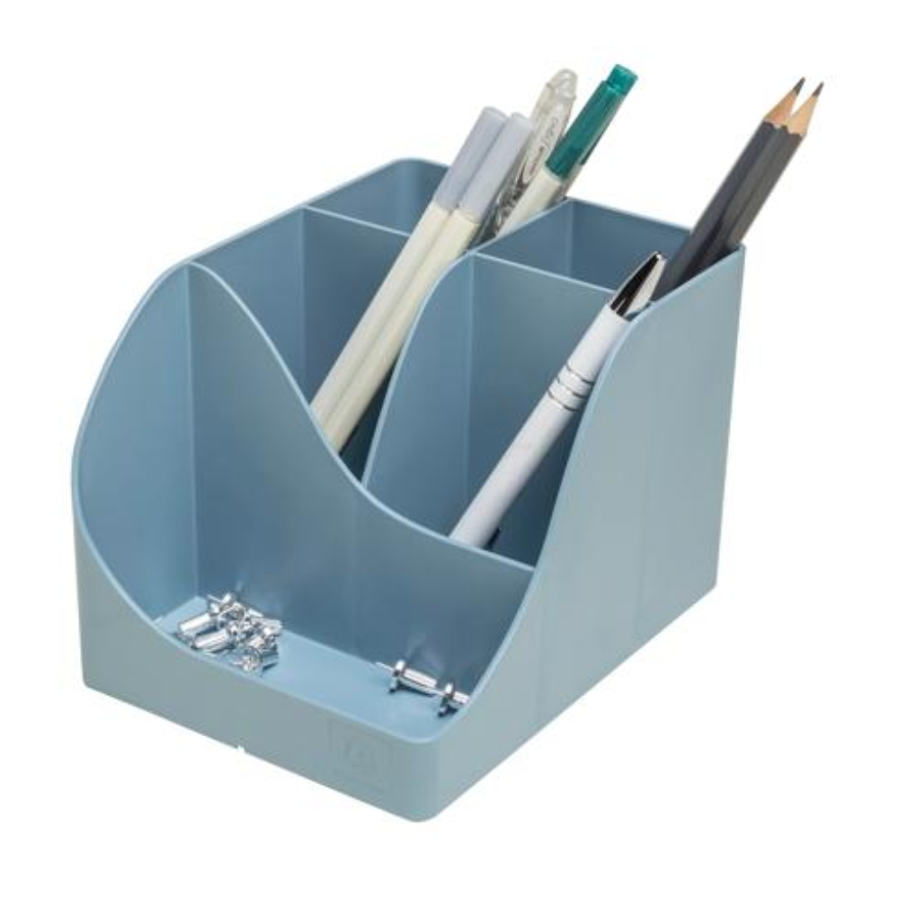 Подставка для ручек "Autentik", пластик, 5 делений, сине-серый