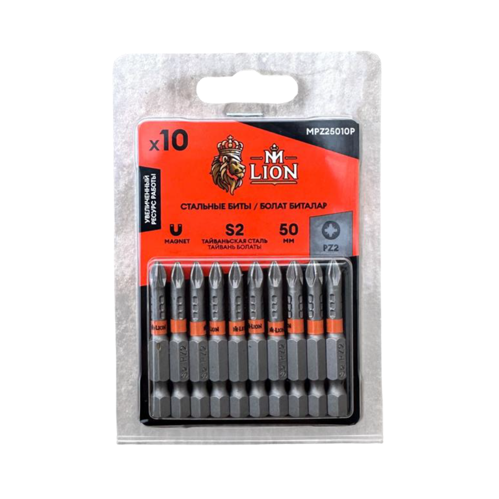 Бита стальная M-Lion MPH25010P, PH 2х50 мм, 10 шт/упак