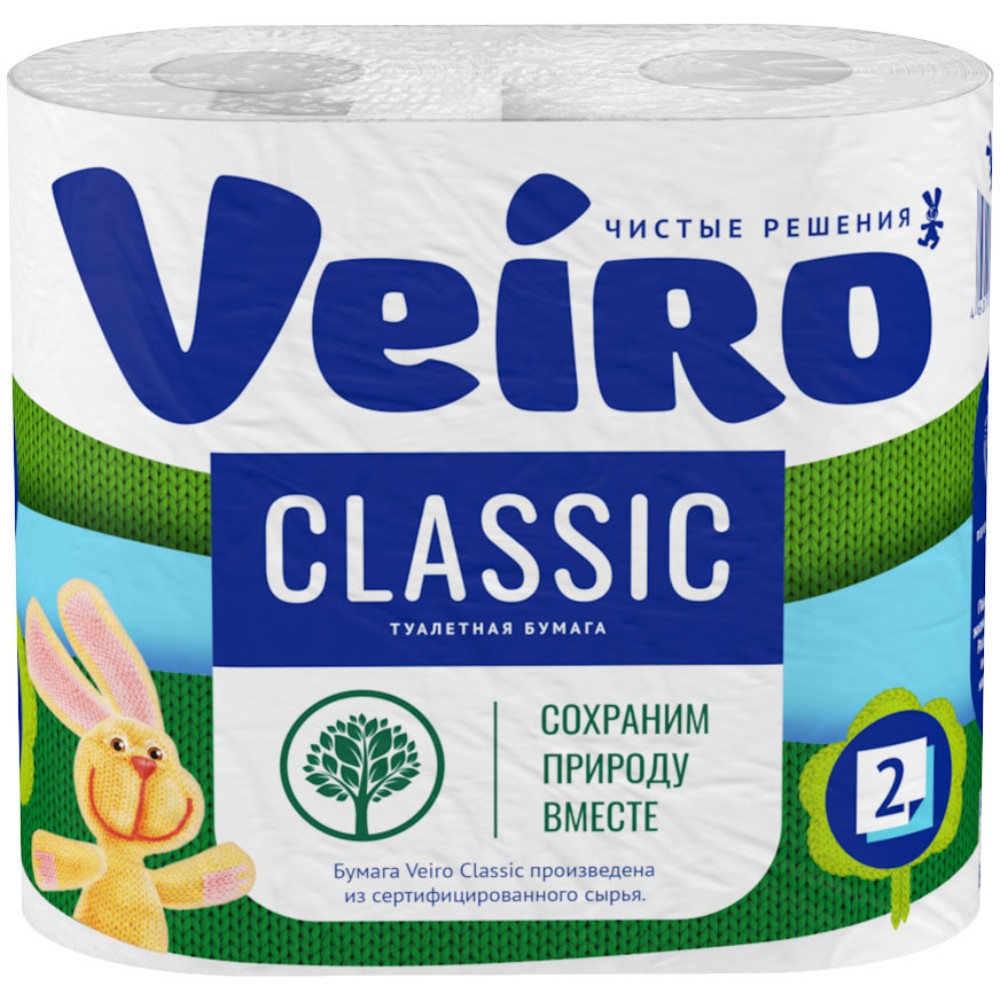 Бумага туалетная "Veiro Classic", 2 слоя, 4 рулона