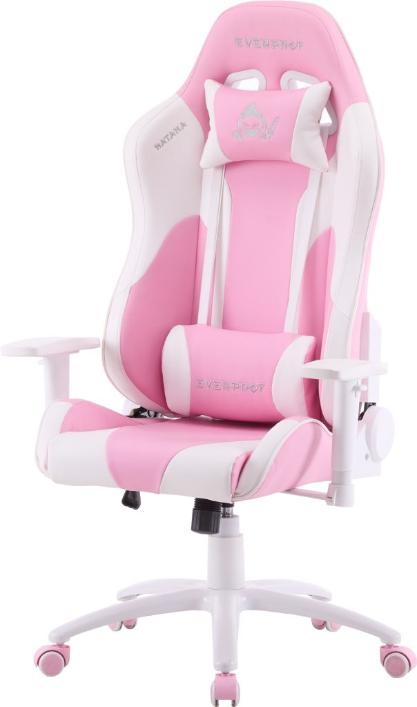 Кресло игровое EVERPROF Katana экокожа, розовый/белый, крестов. металл, корпус белый  - 6