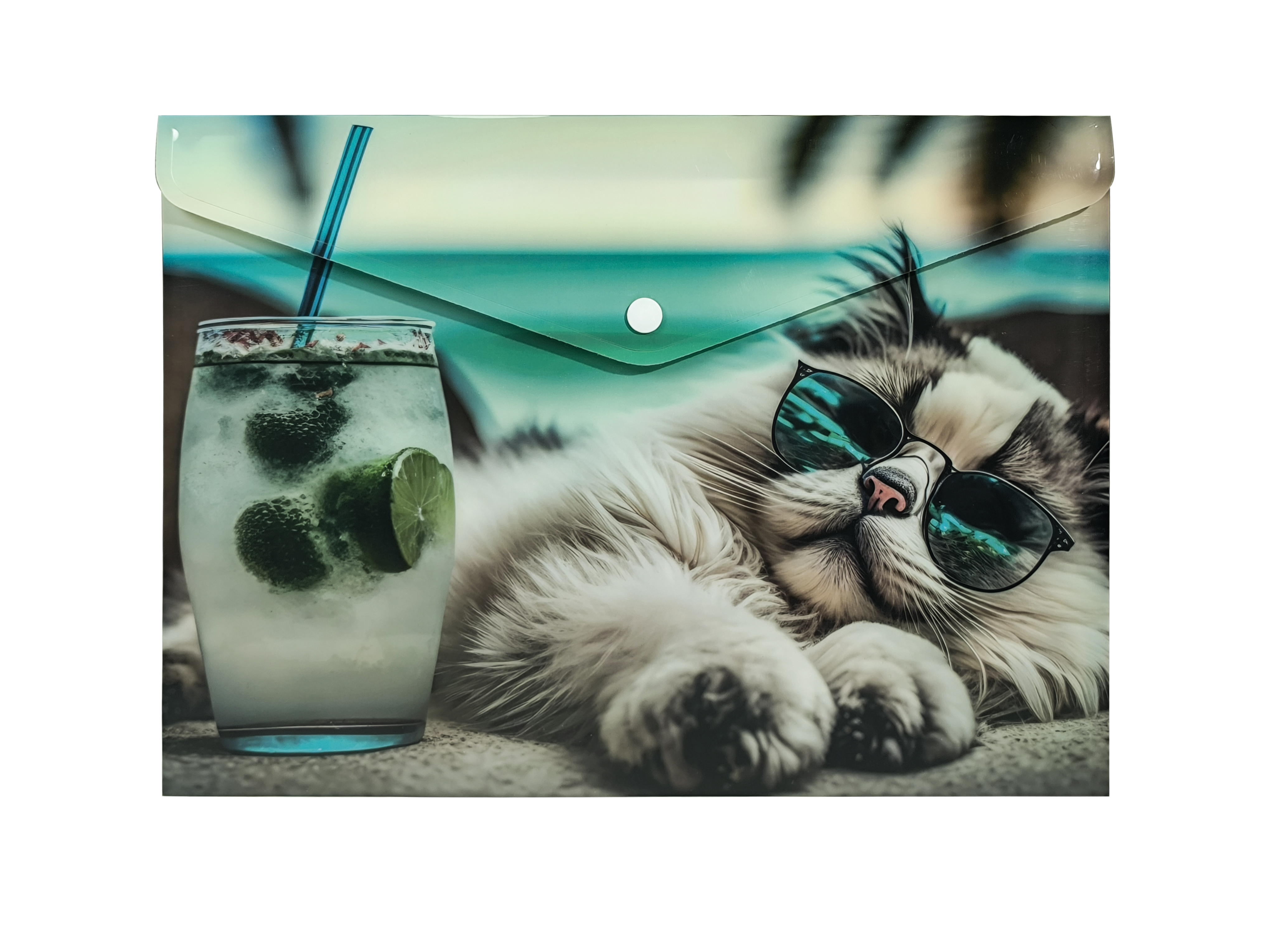 Папка-конверт на кнопке "Chillout cat", А5