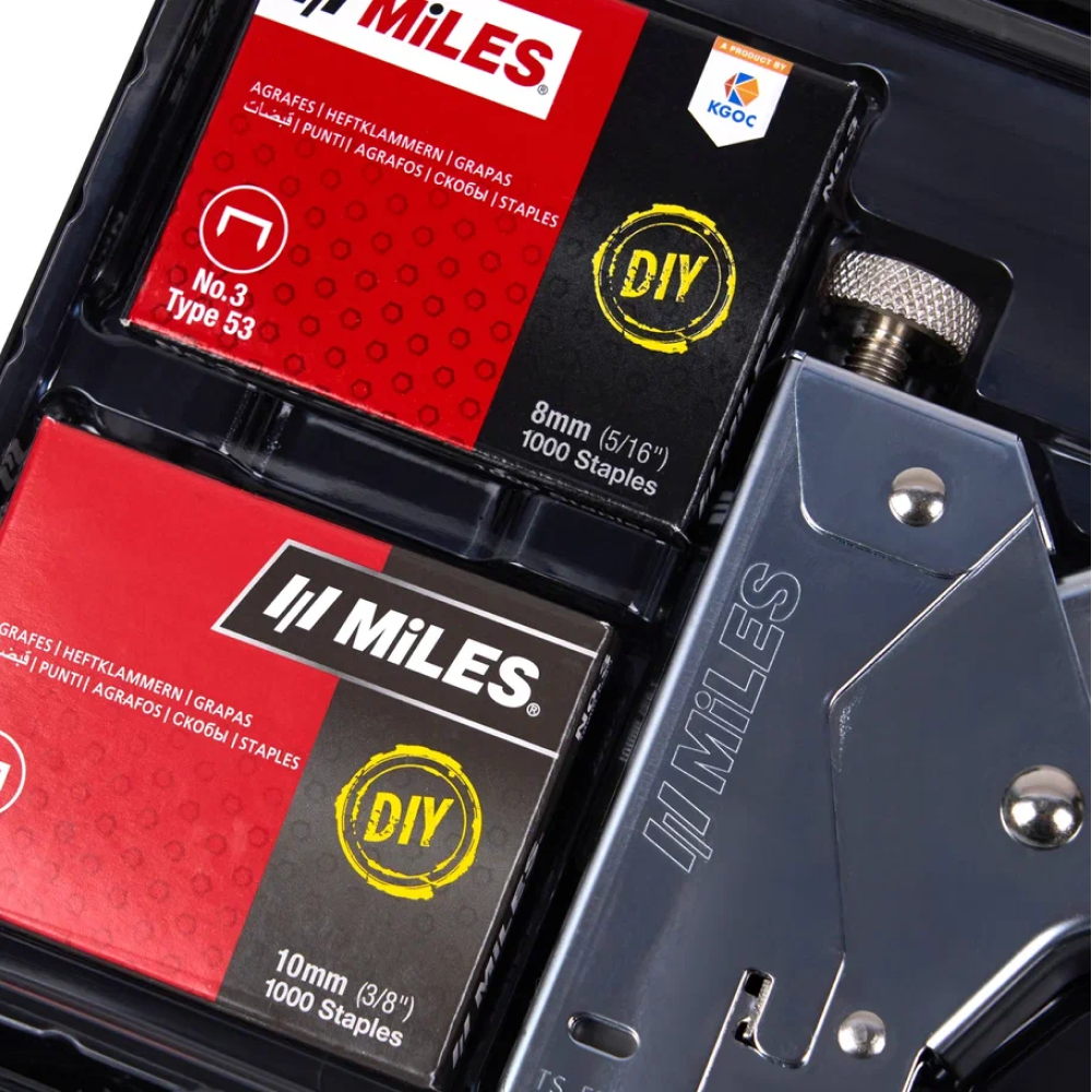 Набор инструментов Miles "5585KM3-D8-D10", степлер скобозабивной + скобы - 5