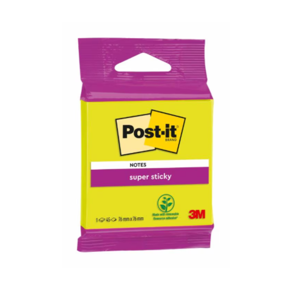 Бумага для заметок "Post-it SuperSticky", 76х76 мм, 45 листов, ассорти - 3