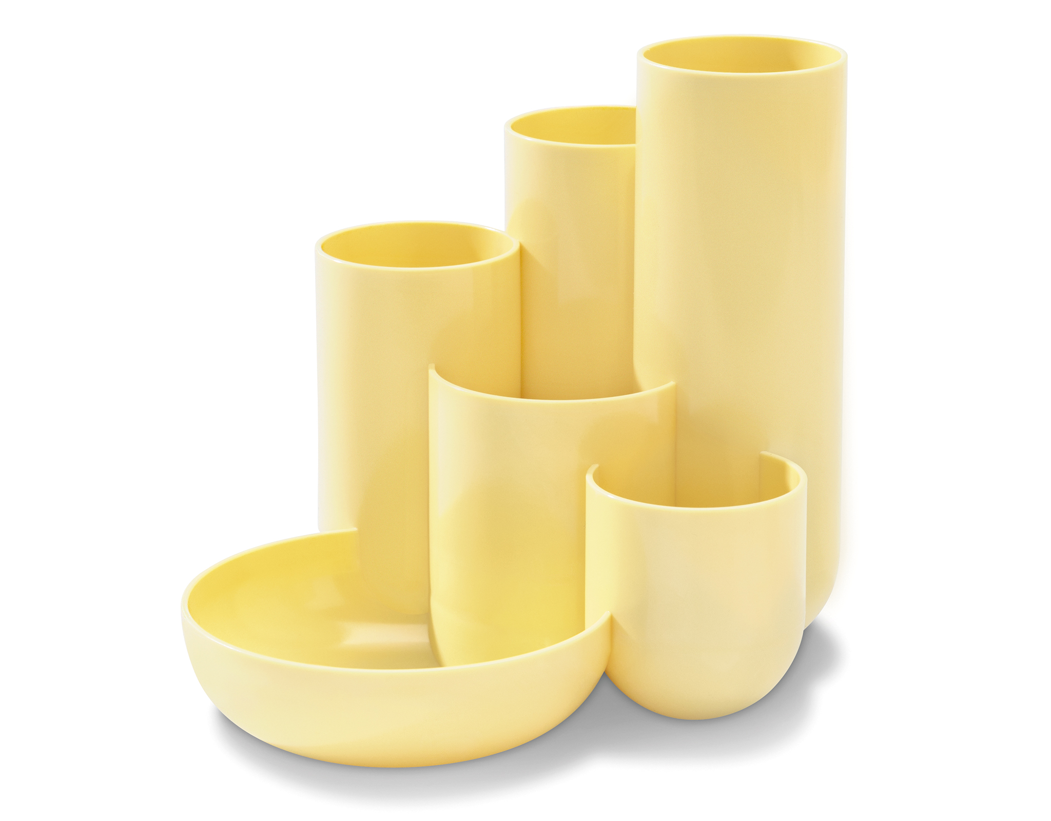 Подставка для канцелярский мелочей "Campus", пластик, желтый пастель