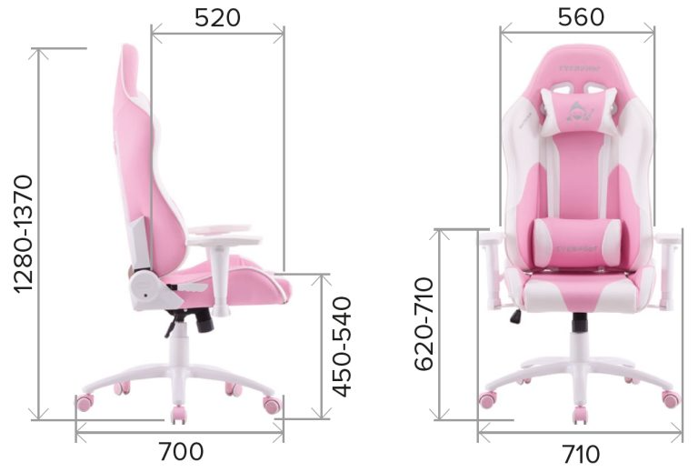 Кресло игровое EVERPROF Katana экокожа, розовый/белый, крестов. металл, корпус белый  - 15