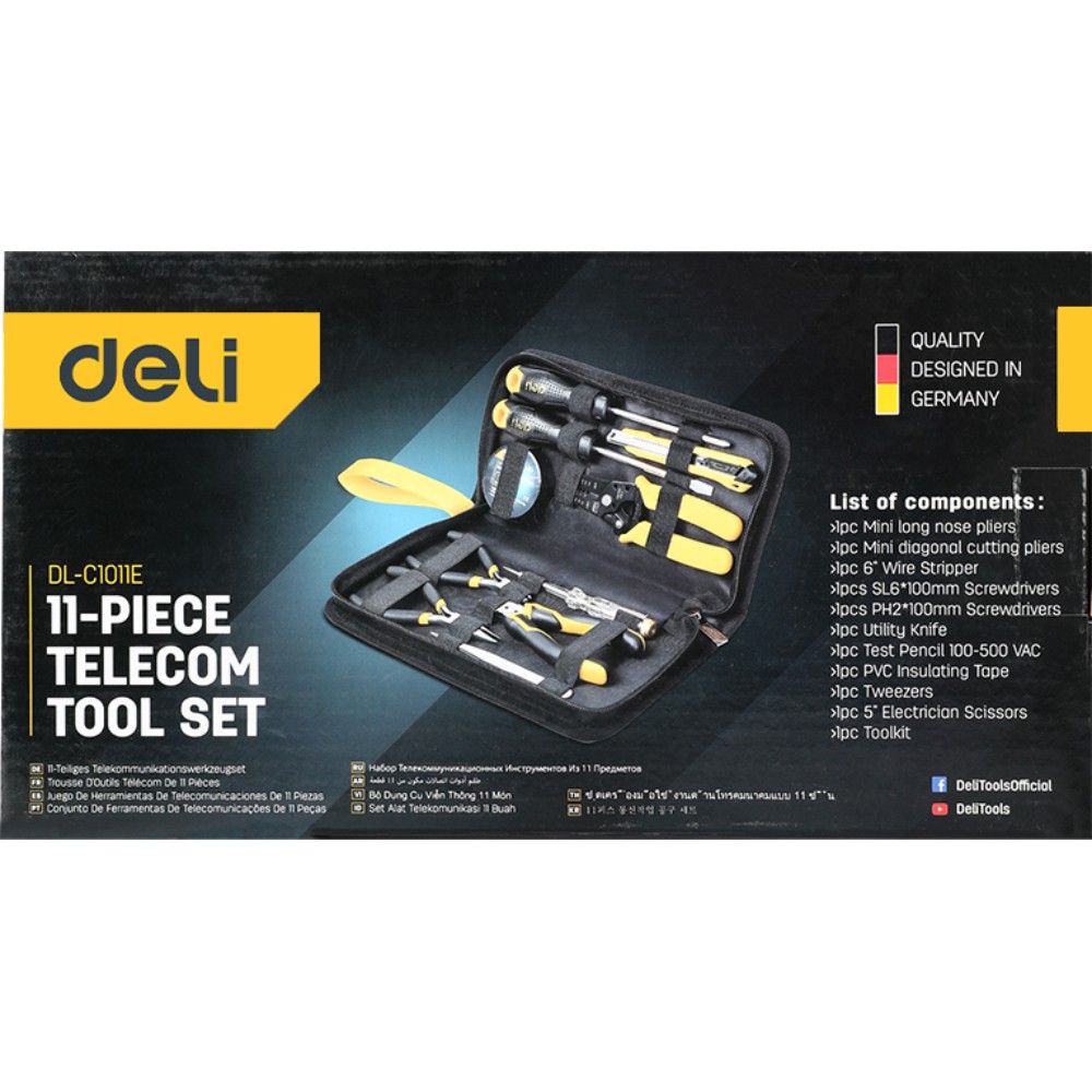 Набор ручного инструмента Deli YS EDL-C1011E, 11 предметов, сумка, черный, желтый - 4