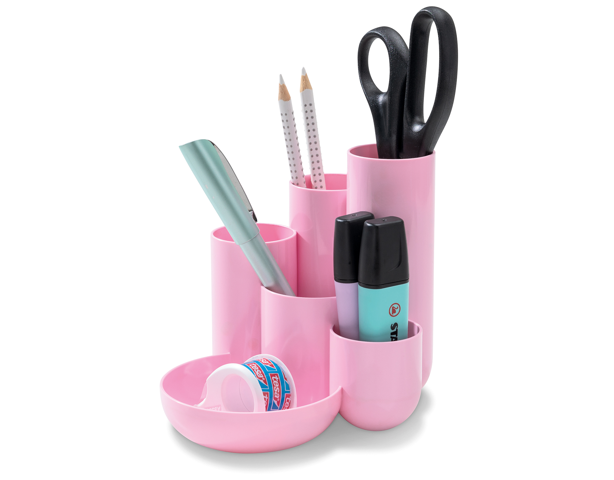 Подставка для канцелярский мелочей "Campus", пластик, розовый пастель