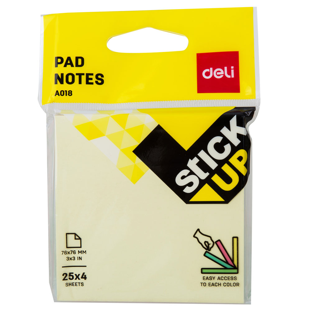 Бумага для заметок на клейкой основе "Deli", 76x76 мм, 100 листов, ассорти - 2
