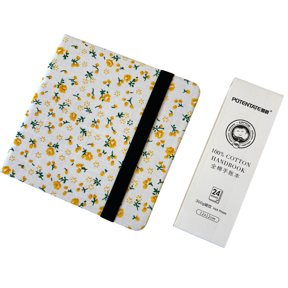 Cкетчбук для акварели "Potentate", горячий пресс, 12х12 см, 300 г/м2, 24 листа, флора - 2