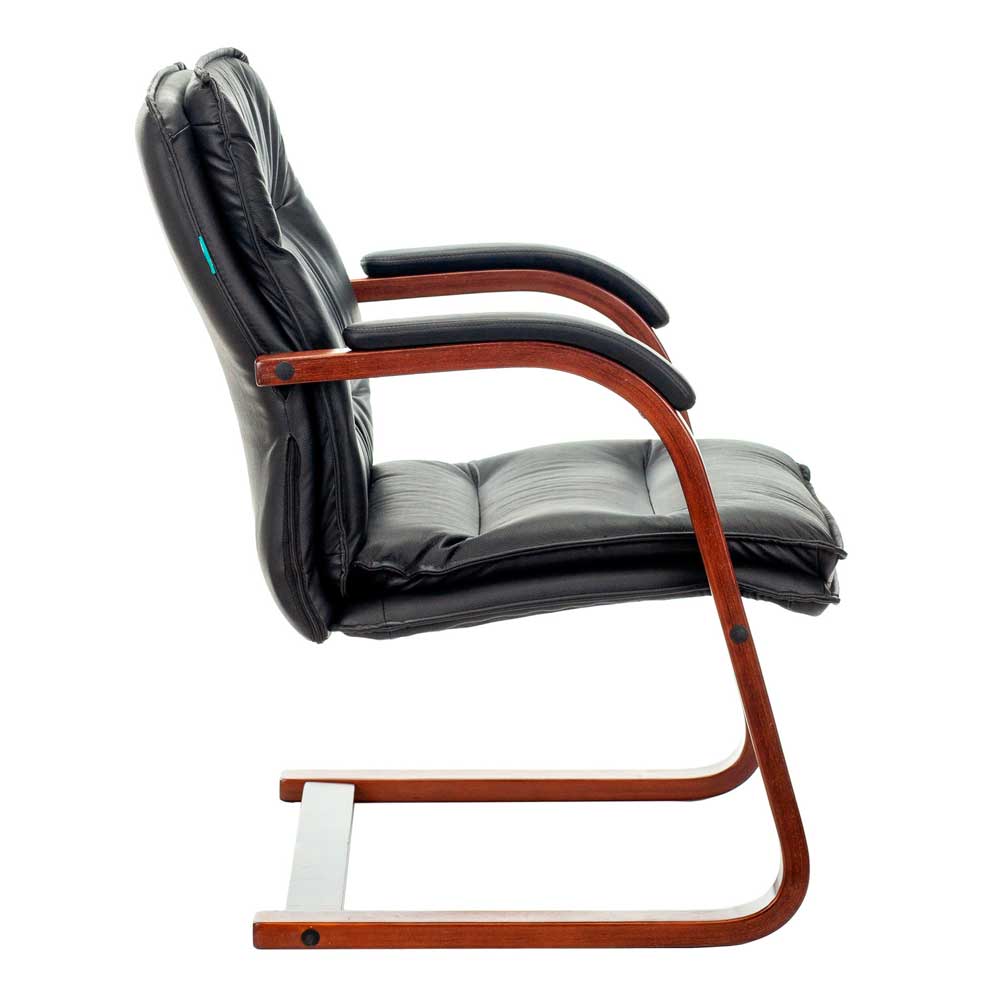 Стул для посетителей Бюрократ "T-9927WALNUT-AV", кожа, дерево, черный - 3