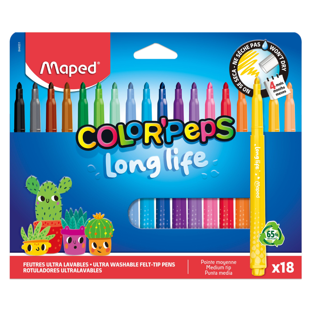 Фломастеры "Color Peps Long Life", 18 шт