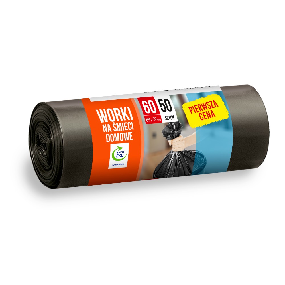 Мешки для мусора "Pierwsza Cena", 6,3 мкм, 60 л