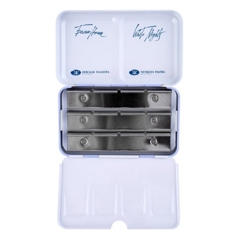 Пенал для акварели "Белые ночи" на 12 кювет, металл, светло-голубой - 2