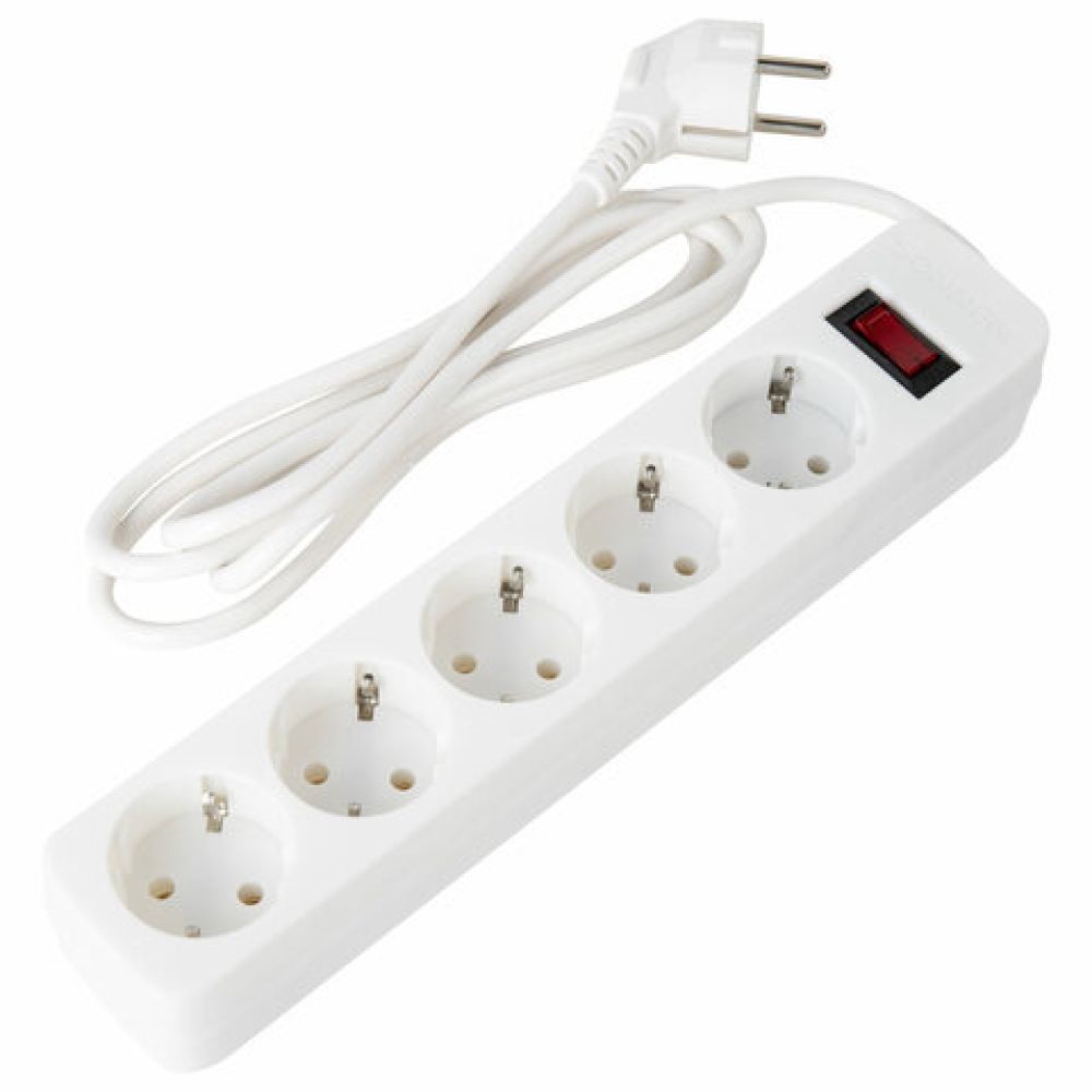 Сетевой фильтр Sonnen SPW-185, 1.8 м, 5 розеток, белый