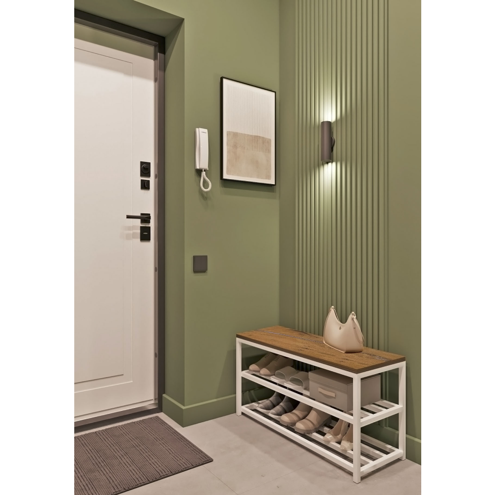 Обувница ALLERD 2 RION, белый муар, 830х320х450, дуб нокс - 3