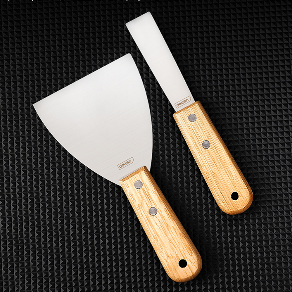 Шпатель Deli YS DL-HD4C, нержавеющий, 100 мм, деревянная рукоятка - 4