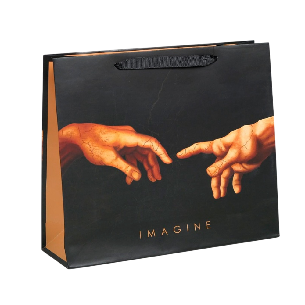 Пакет бумажный подарочный "Imagine", 23х18х10 см, черный