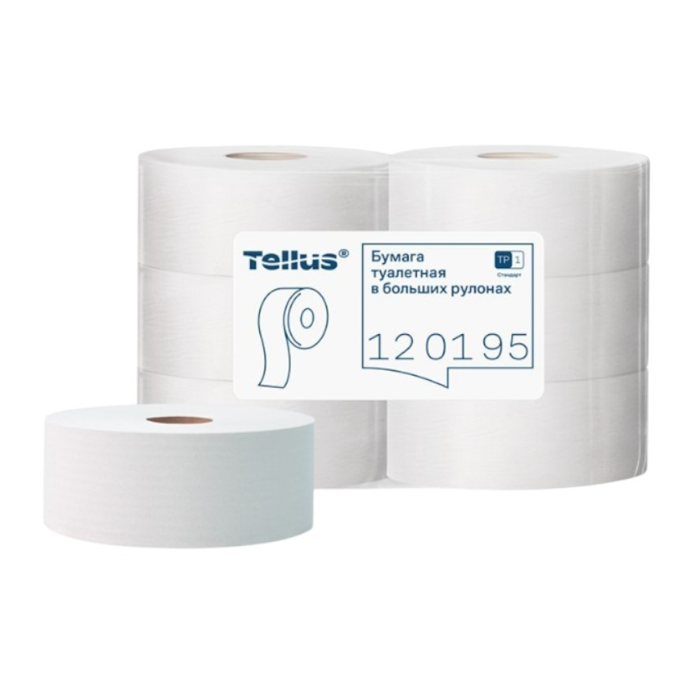 Бумага туалетная Tellus Стандарт, Т1, в больших рулонах, 525 м, 1 слой