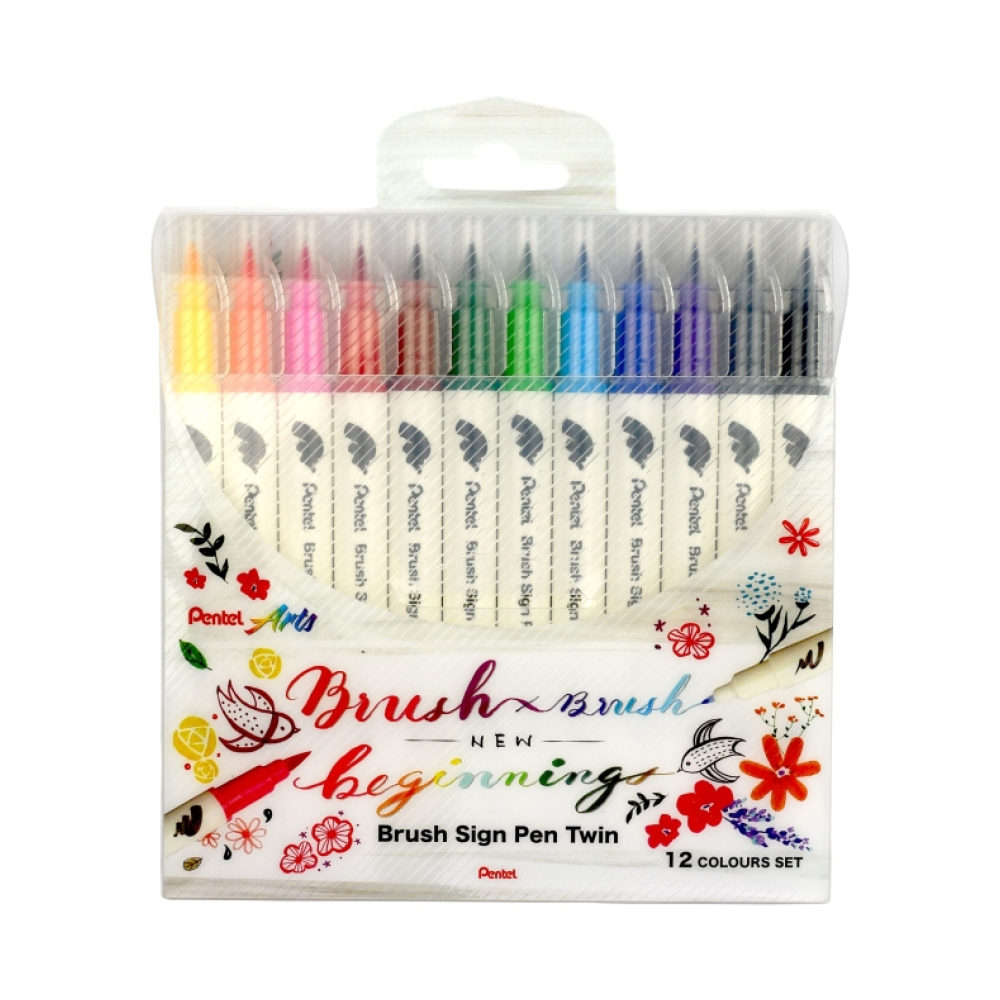 Маркер-кисть "Brush Sign pen twin", 12 шт