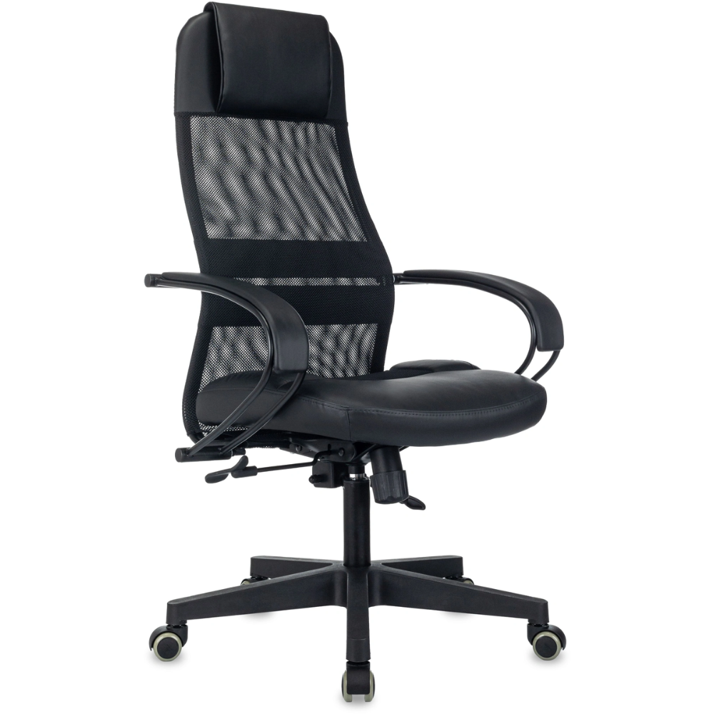 Компьютерное кресло "Бюрократ CH-NOVA LUX", сетка, экокожа, пластик, черный