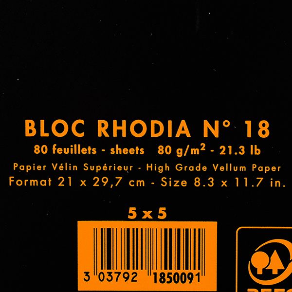 Блокнот "Rhodia", A4, 80 листов, клетка, черный