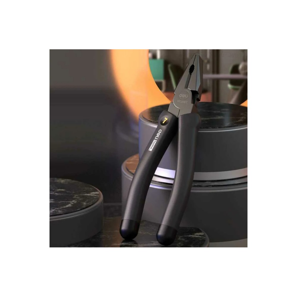 Длинногубцы Deli HS EHT2007, 180 мм, Soft Touch, черный - 5