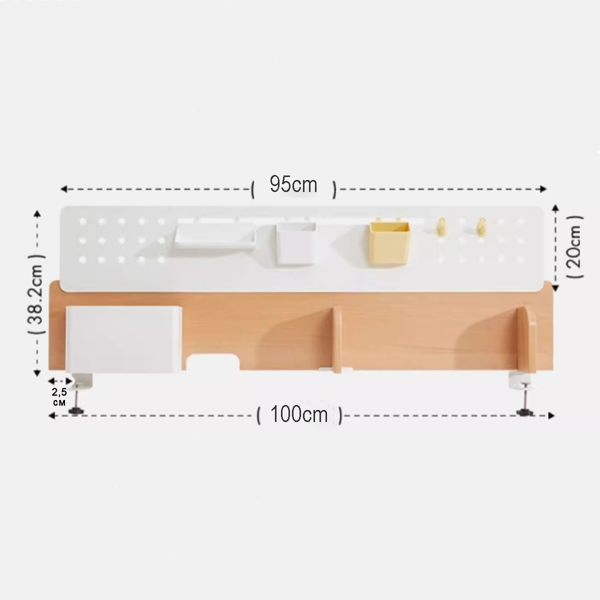 Полка Ergosmart Wooden Space S, 1000х382 мм, с подставкой для книг - 8