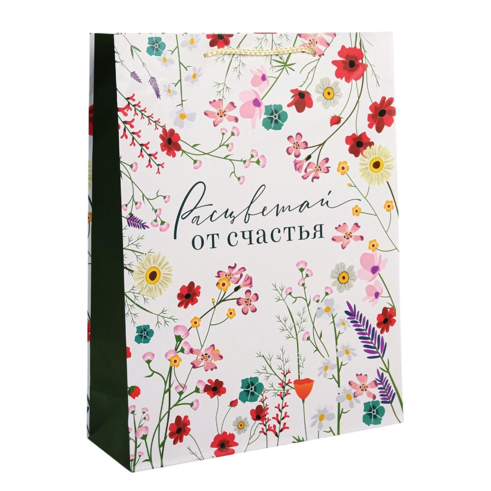Пакет бумажный подарочный "Расцветай от счастья", ламинированный