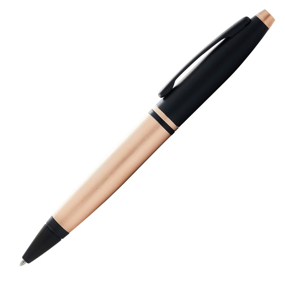 Ручка шариковая автоматическая "Cross Calais Brushed Rose Gold Plate&Black Lacquer", 0.7 мм, розовое золото, черный, стерж. черный