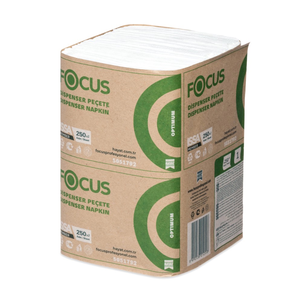 Салфетки бумажные Focus Optimum, 24х18 см, 1 слой, белый, 250 листов