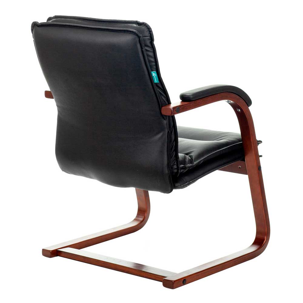 Стул для посетителей Бюрократ "T-9927WALNUT-AV", кожа, дерево, черный - 4