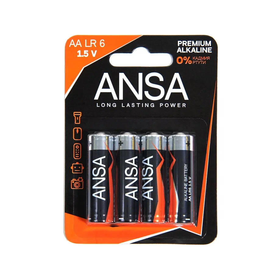 Батарейки алкалиновые ANSA "V LR6/BL-4 (AA)",4 шт,  щелочные