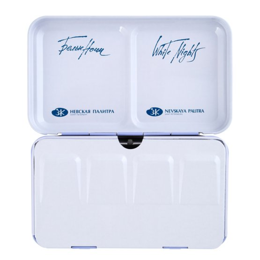 Пенал для акварели "Белые ночи" на 12 кювет, металл, светло-голубой - 5