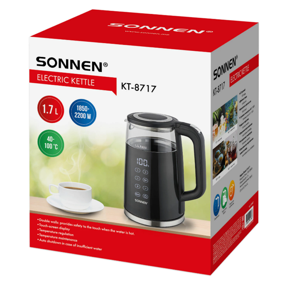 Электрочайник Sonnen "KT-8717", черный - 7