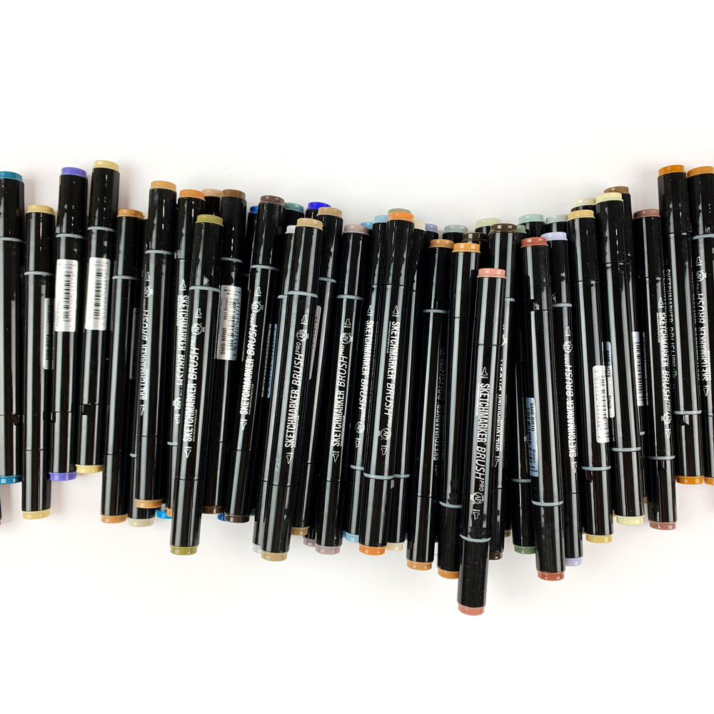 Маркер перманентный двусторонний "Sketchmarker Brush", BG91 графит - 4