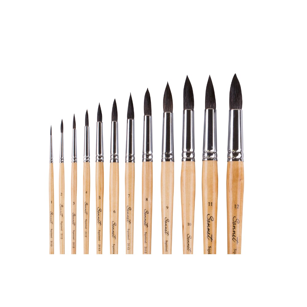 Кисть "Сонет", белка микс, круглая, на короткой ручке, №1 - 2