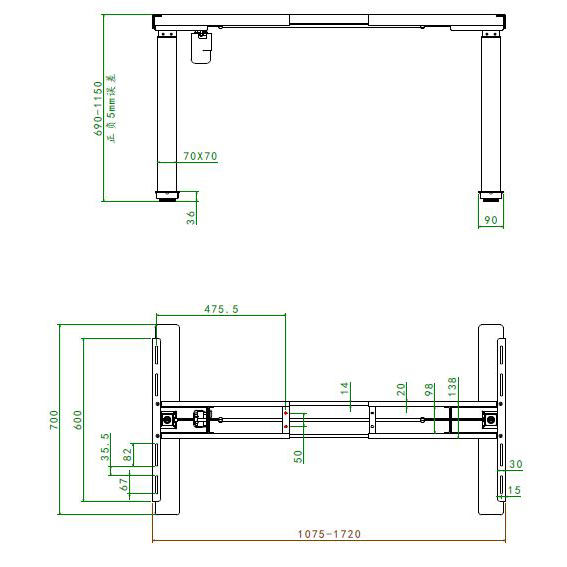 Каркас стола с эл. приводом одномоторный AOKE AK02YJYT-TY-A-F.WH (1075-1720)*600мм,aoke, цвет белый (Well Desk Evolution)