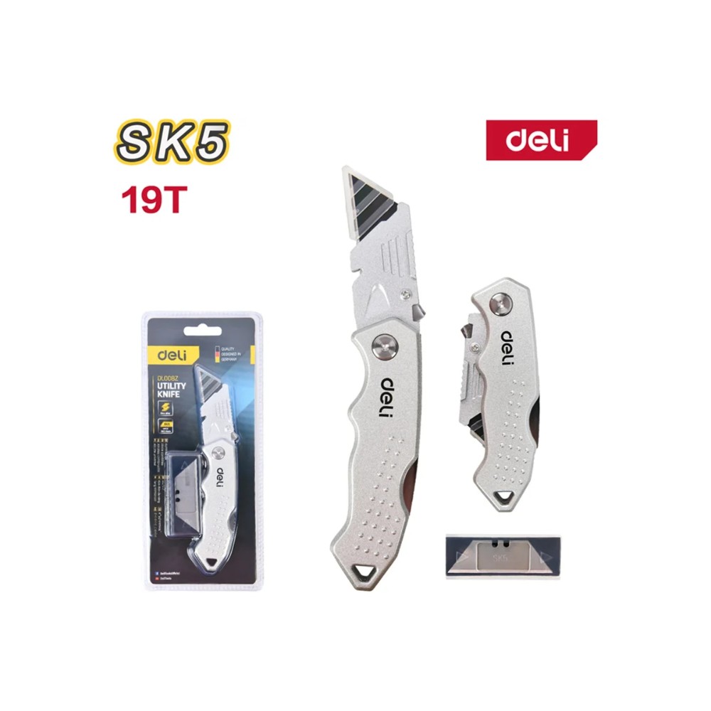 Нож строительный Deli YS EDL008Z, 19 мм, складной, трапеция - 2