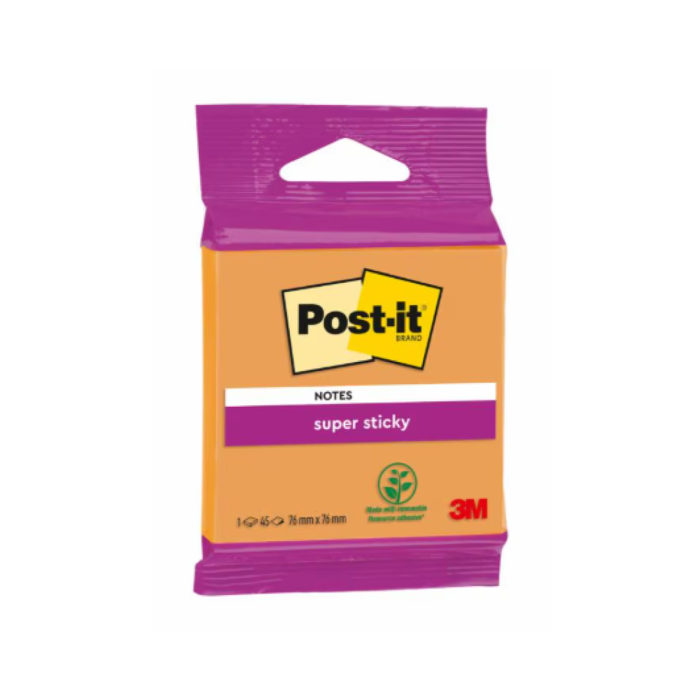 Бумага для заметок "Post-it SuperSticky", 76х76 мм, 45 листов, ассорти - 2