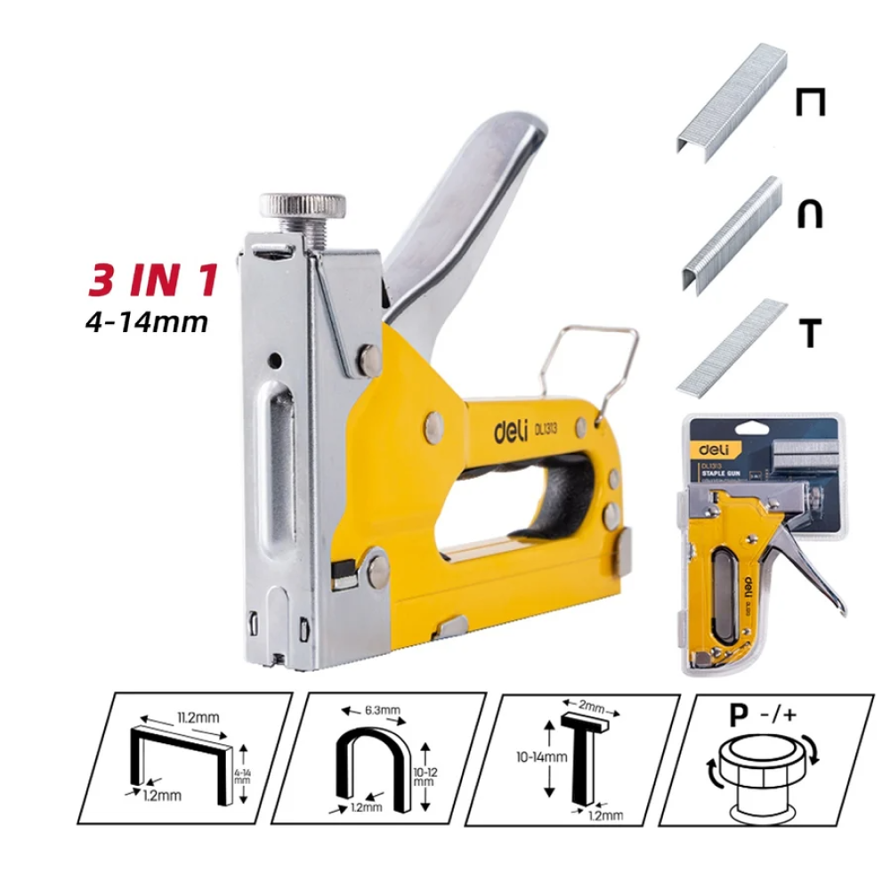 Степлер Deli YS EDL1313, механический, 3-в-1 + комплект скоб (П, U, T) - 14