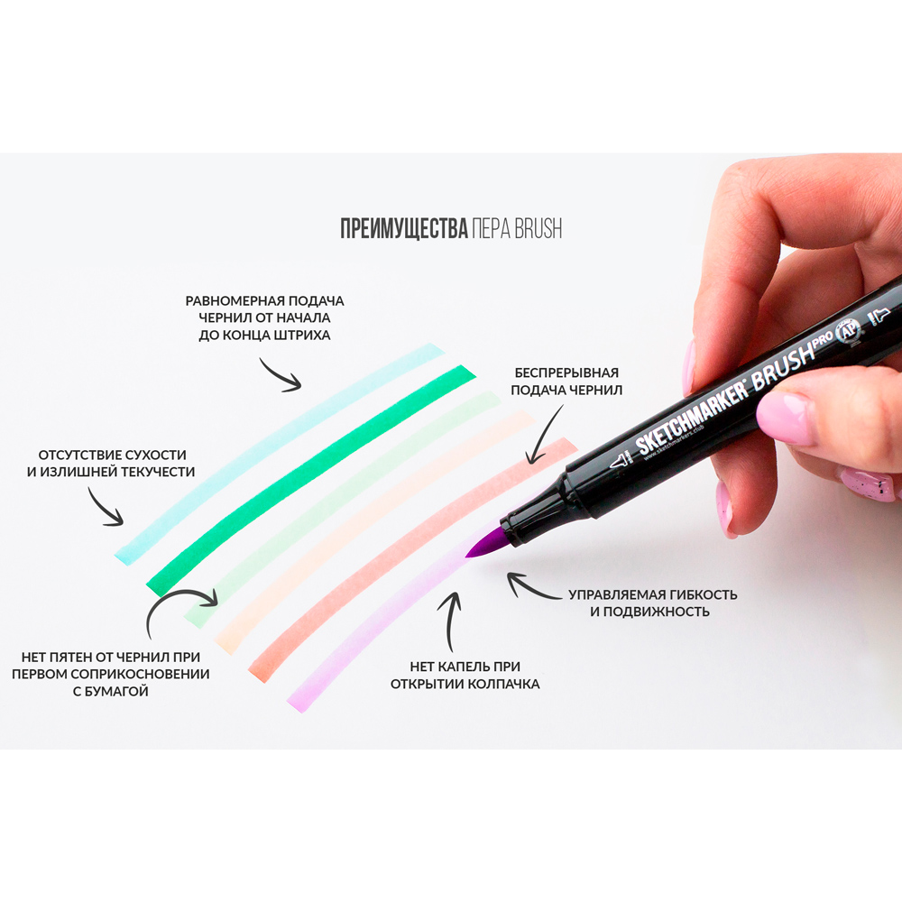 Маркер перманентный двусторонний "Sketchmarker Brush", O32 оранжево-желтый - 8