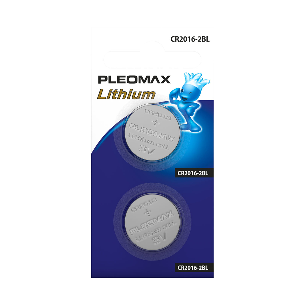 Батарейка PLEOMAX CR2016 Samsung литиевый, дисковый, 2 шт